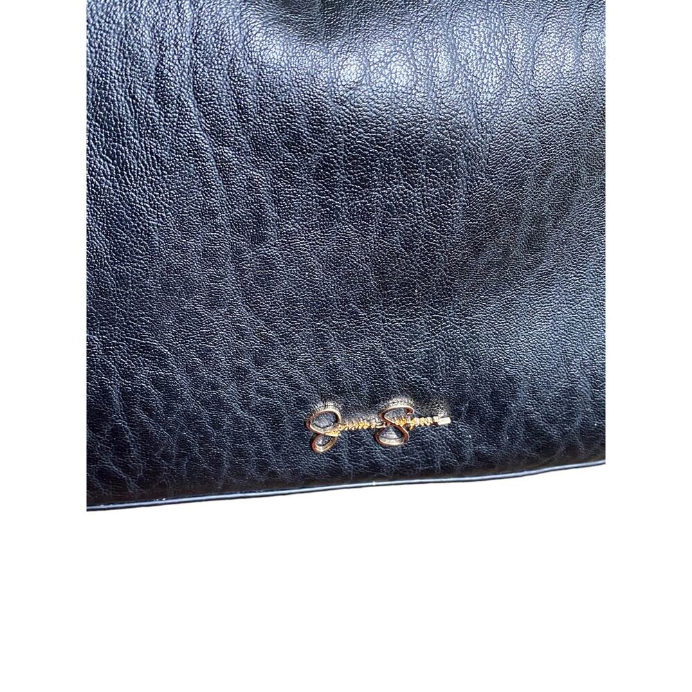 Jessica Simpson Handbag Shlder Tote Purse Blk Textured PVC Gold Chain studs - Picture 6 of 11